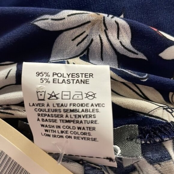 New Kim & Co Wide Leg Navy Blue Floral Stretch Pants Size XXXL bin 1G - Picture 5 of 5